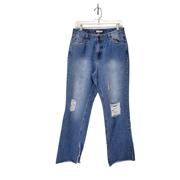 Avec Les Filles Distressed  High Rise Jeans - Picture 1 of 5